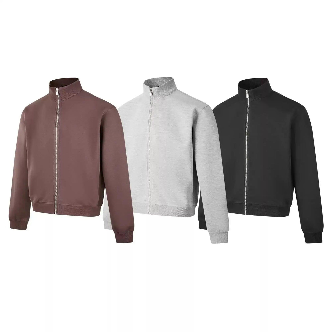 Solid Color Zip-Up Jacket