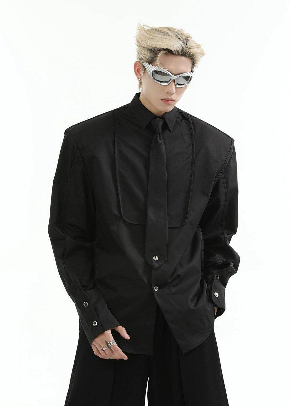 Structured Neck Tie Regular Fit Shirt