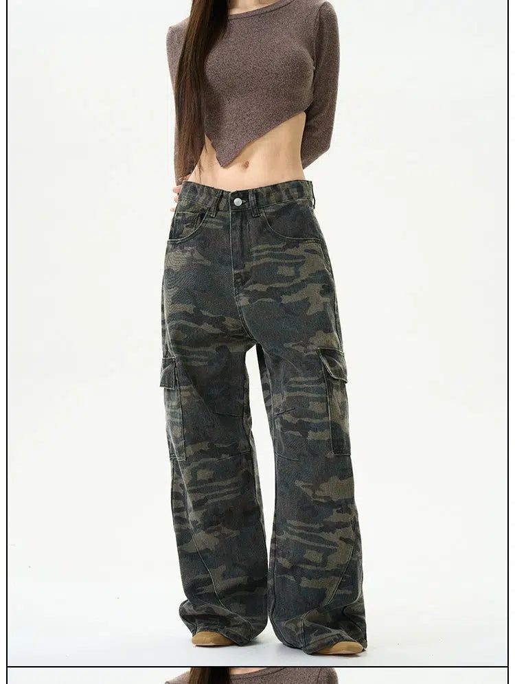 Faded Camo Straight Cargo Pants