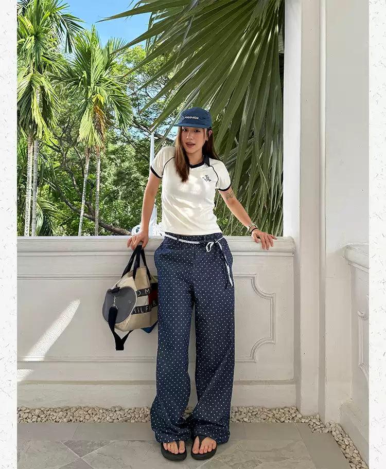 Polka Dots Waist String Jeans