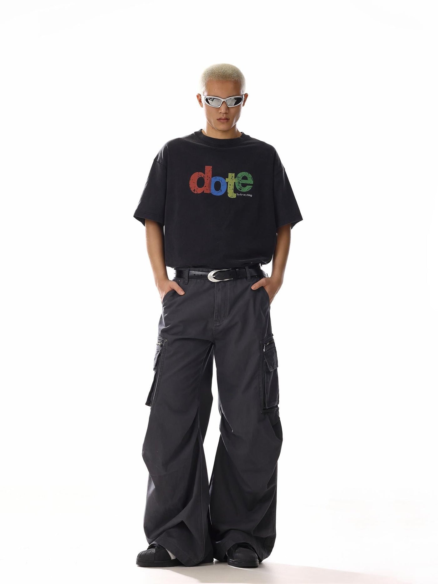 Embossed Side Pocket Cargo Pants