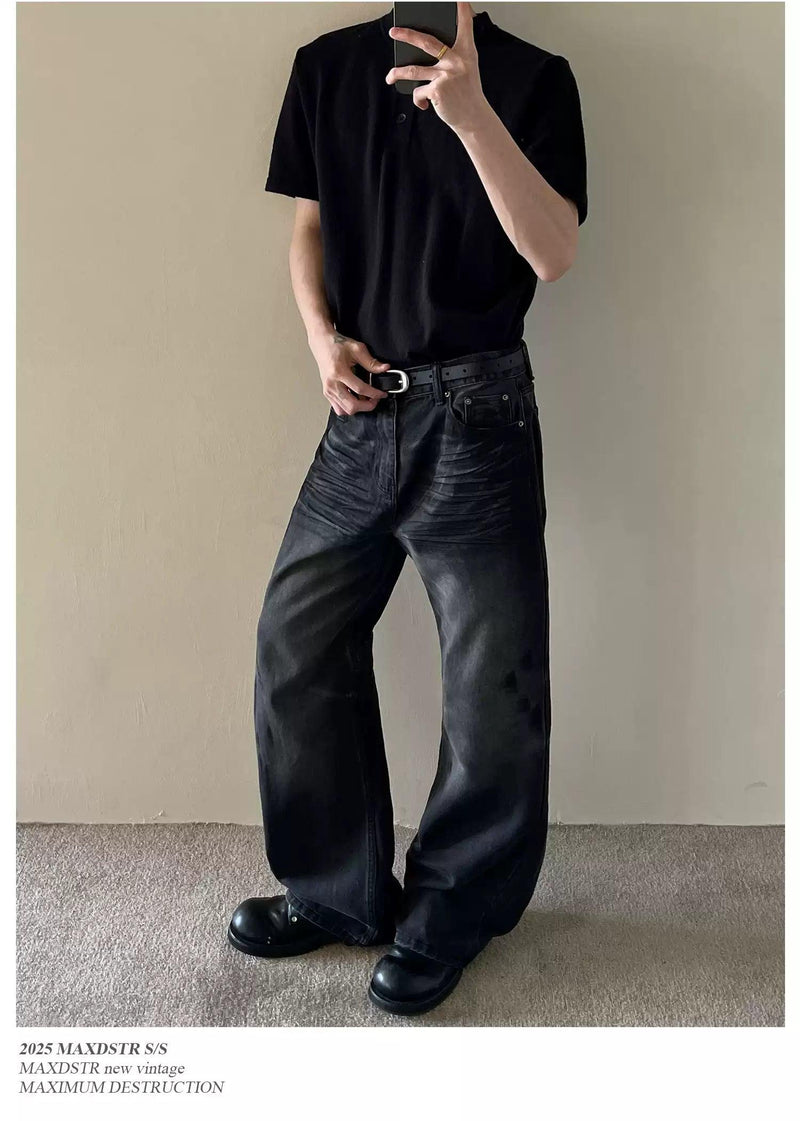 Water Ripple Straight Jeans