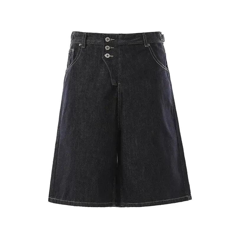 Faded Wide Leg Denim Shorts