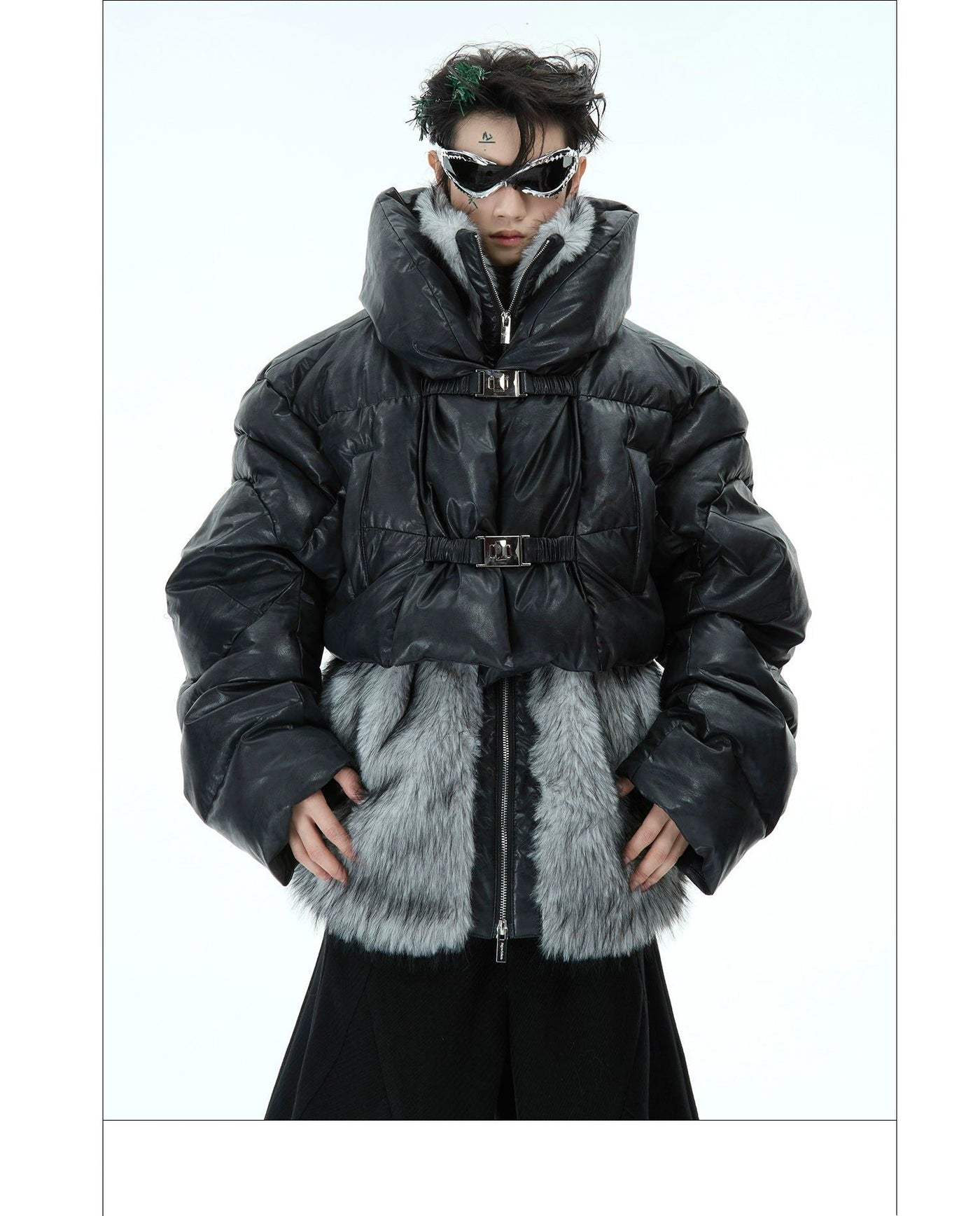Strapped Faux Fur Puffer Jacket