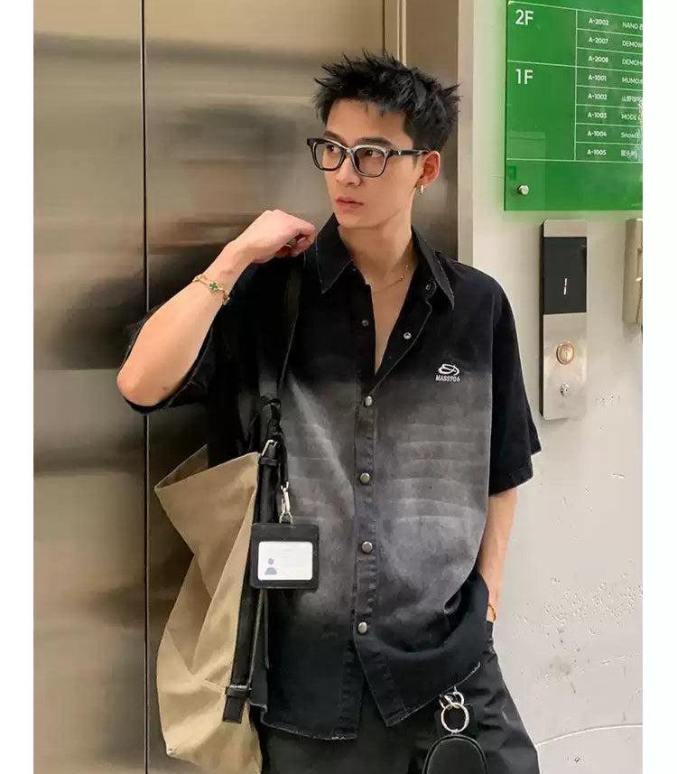 Faded Denim Snap Buttoned Shirt