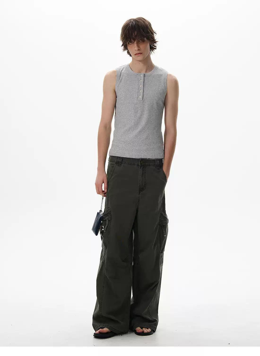 Henley Collar Slim Fit Tank Top