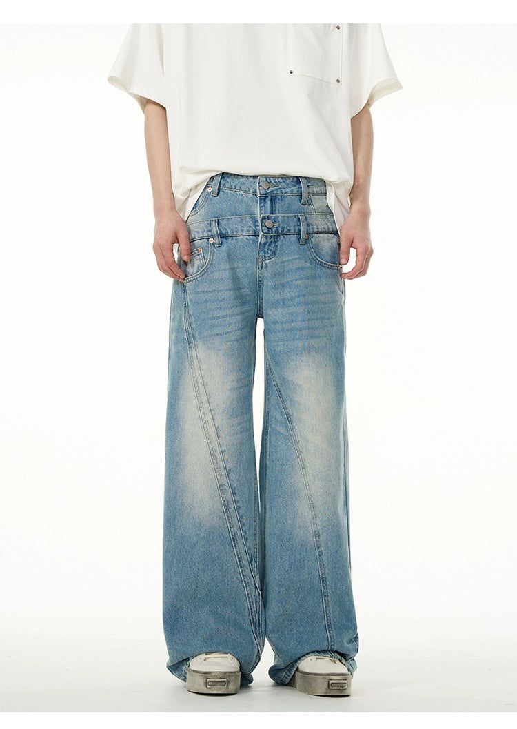 Faded Double-Waist Jeans