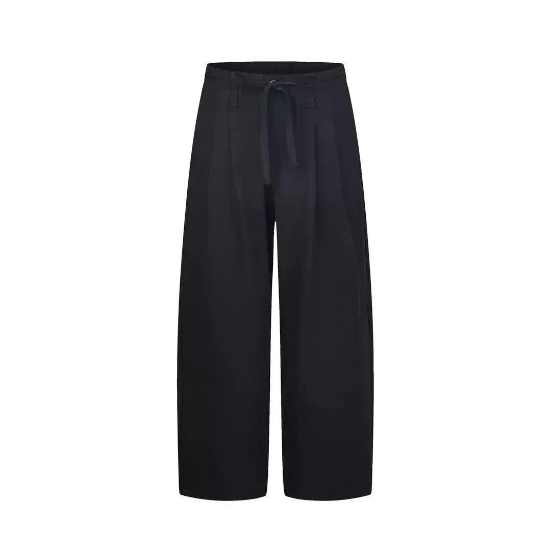 Belted Drape Straight Leg Trousers