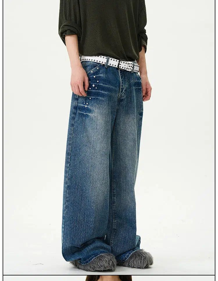 Diamond Detail Wide Jeans
