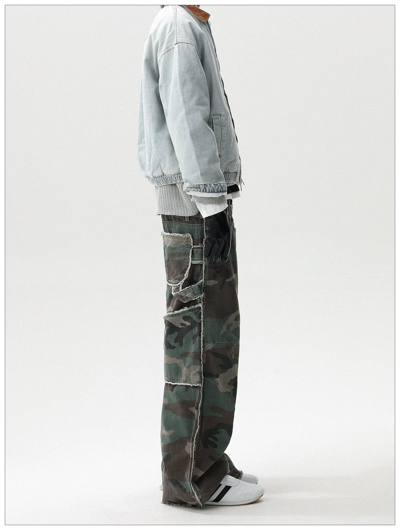 Frayed Lines Camouflage Jeans