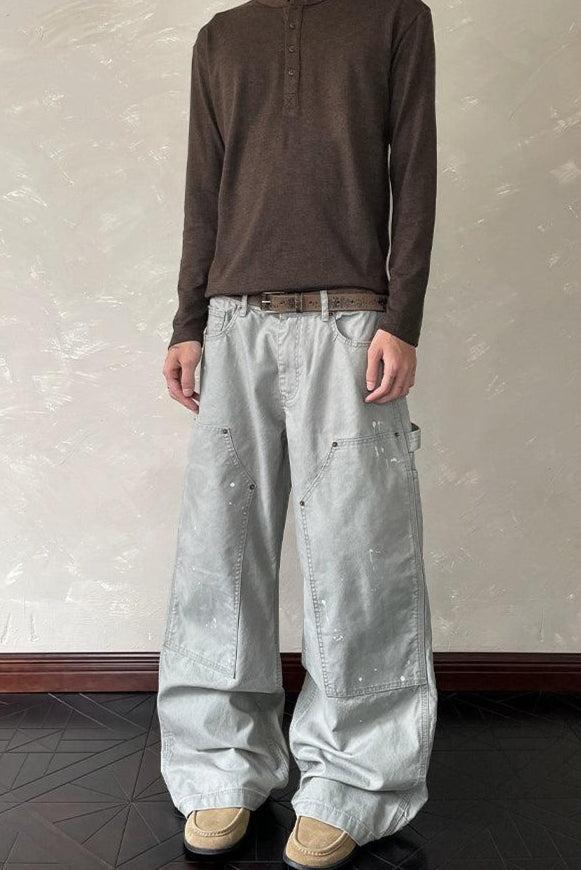 Minimal Splatters Wide Jeans
