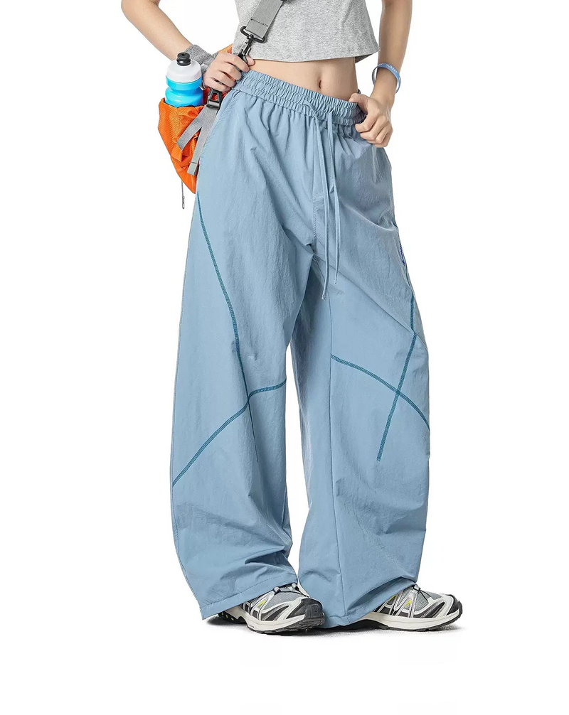 Coverstitched Wide Leg Track Pants