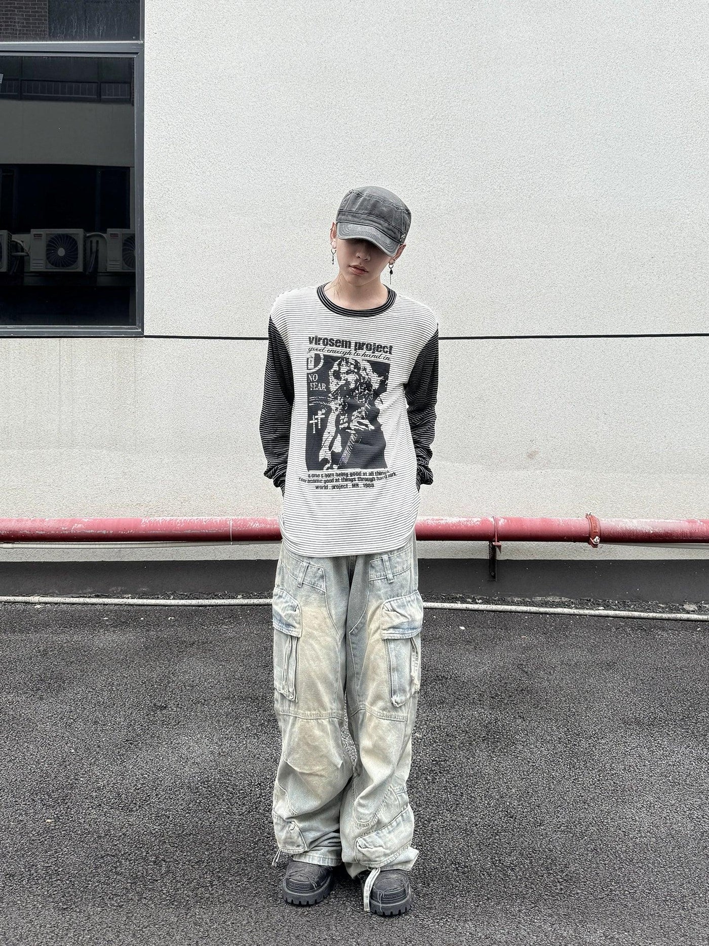 Multiple Detail Faded Jeans