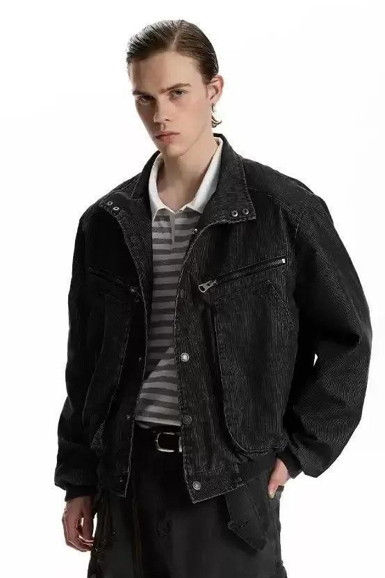 Embossed Big Pockets Denim Jacket