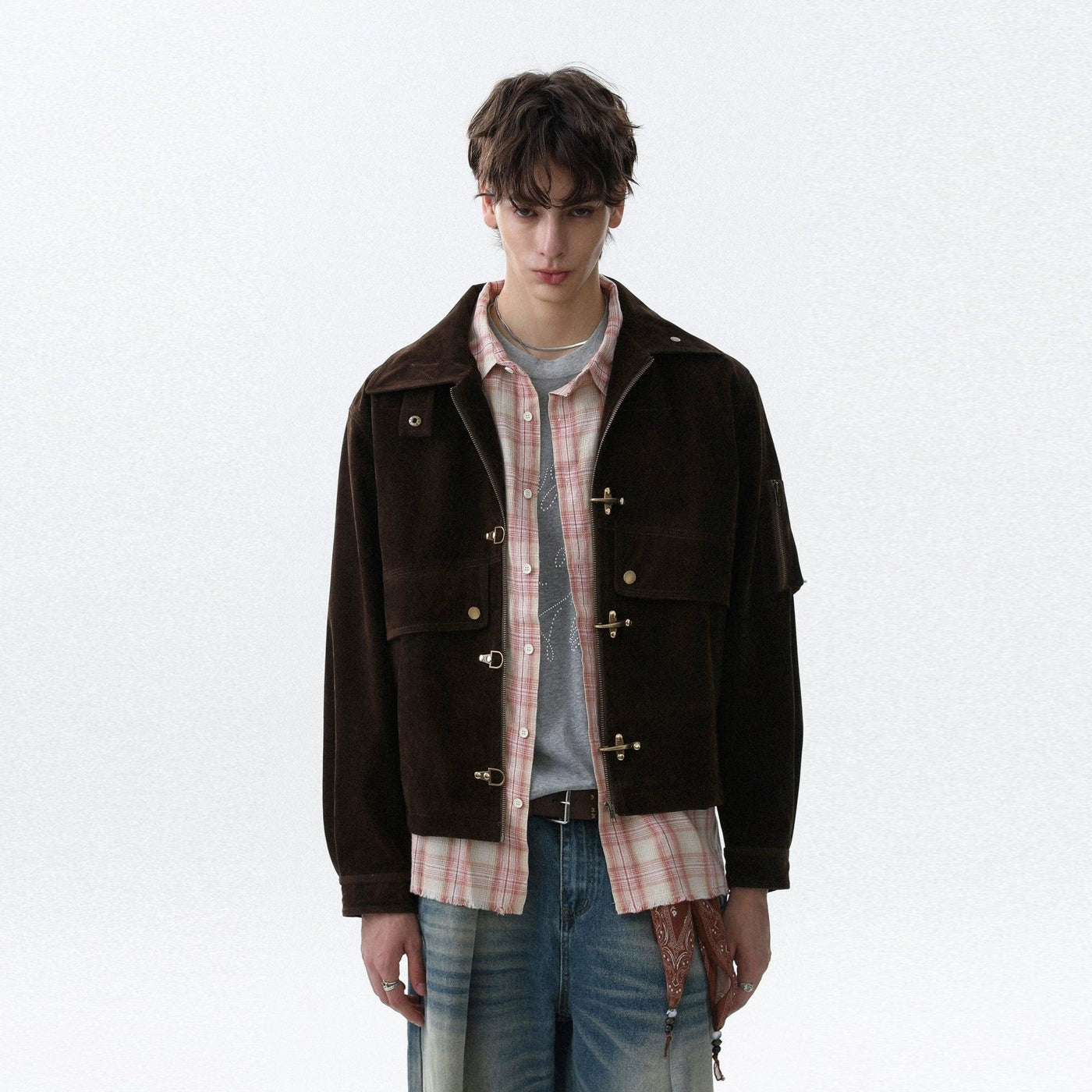 Micro Suede Fireman Clasp Jacket