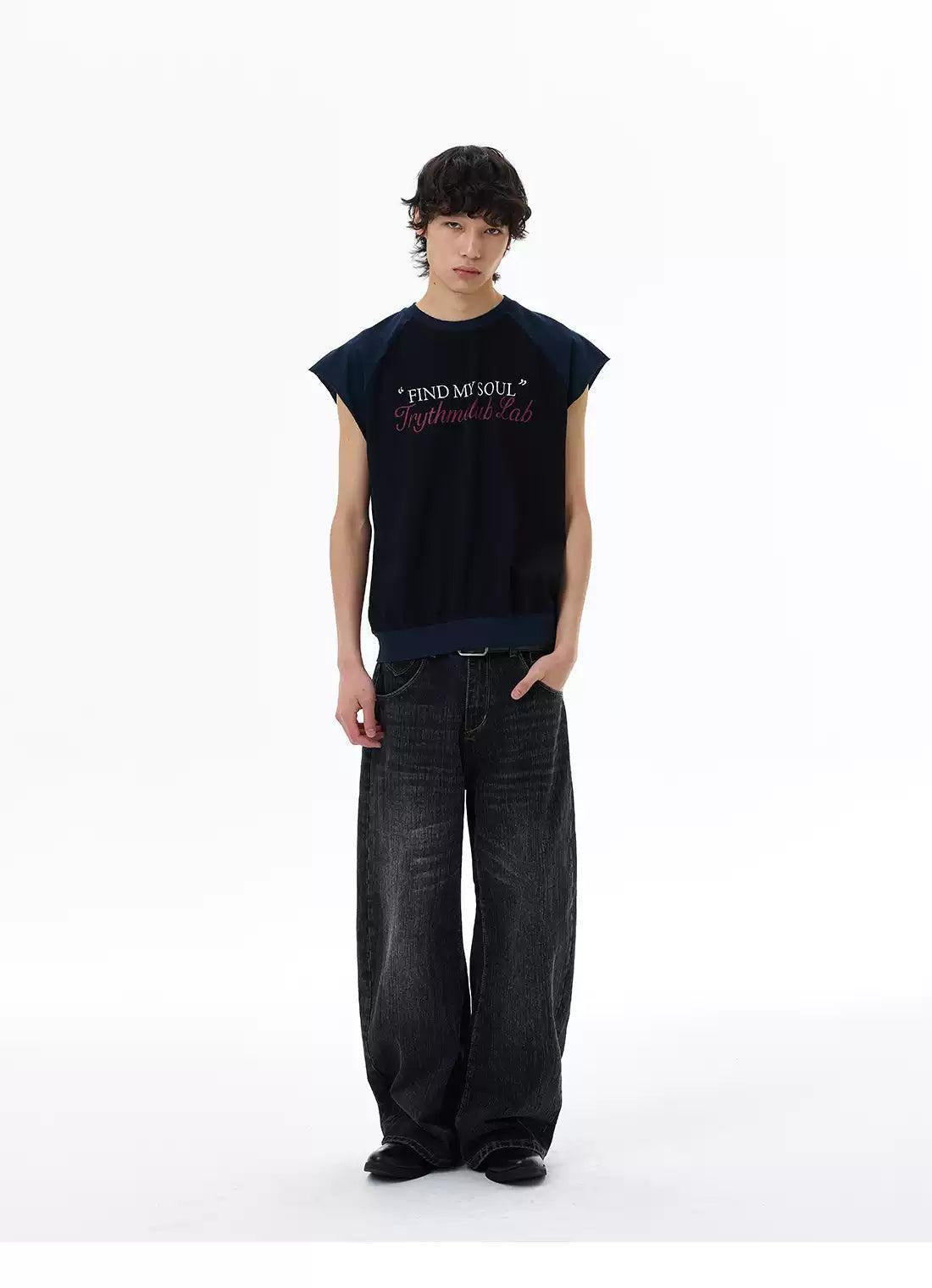 Contrast Spliced Raglan T-Shirt