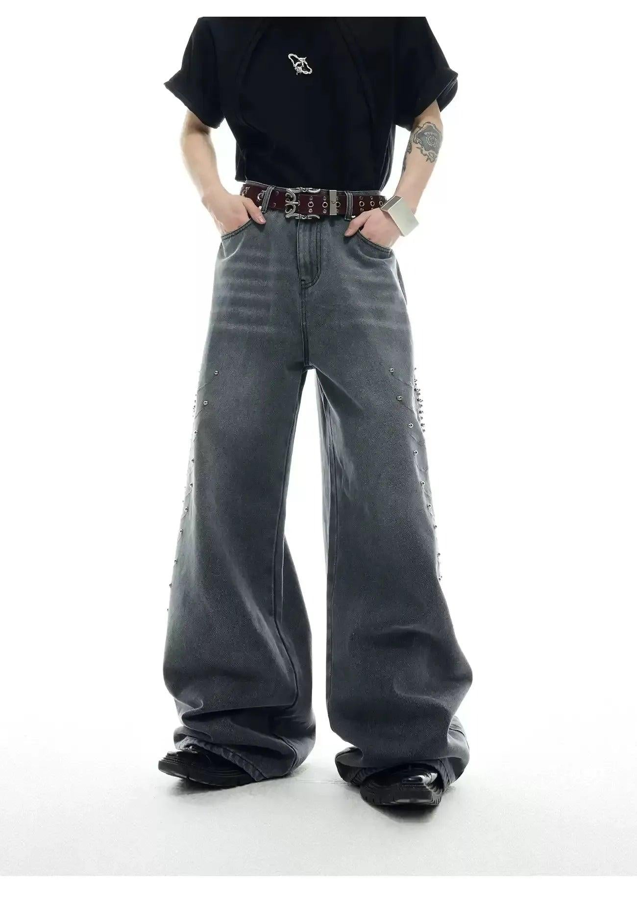 Washed Spine Metal Jeans
