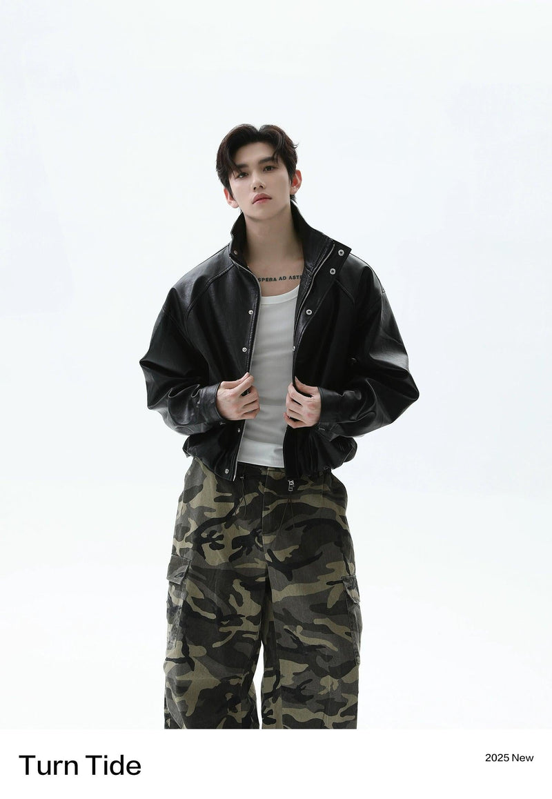 Structured PU Leather Short Jacket