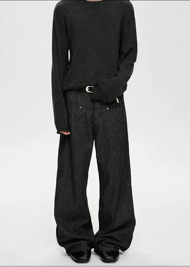 Vertical Stripes Pocket Pants