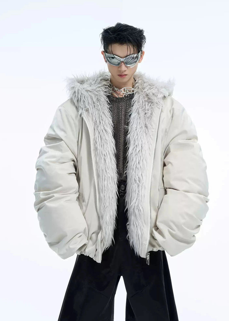 Zippered Fur Line Puffer Jacket