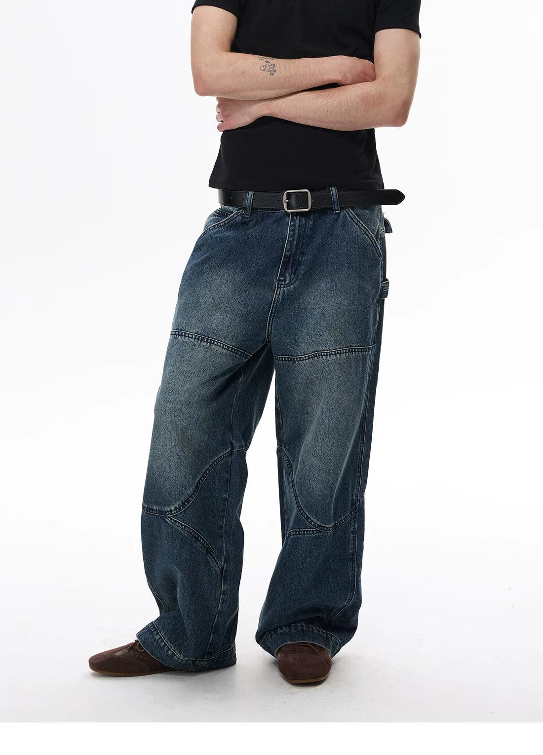 Washed Multi Seam Detail Jeans