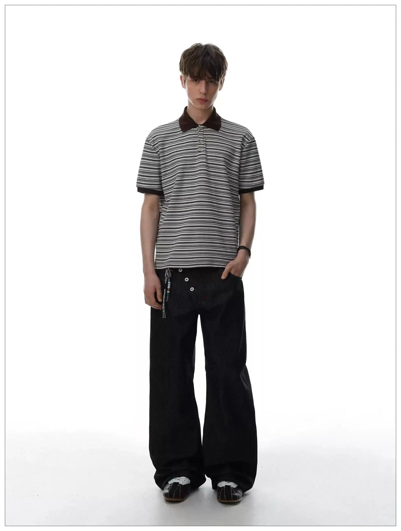 Striped Pattern Casual Polo