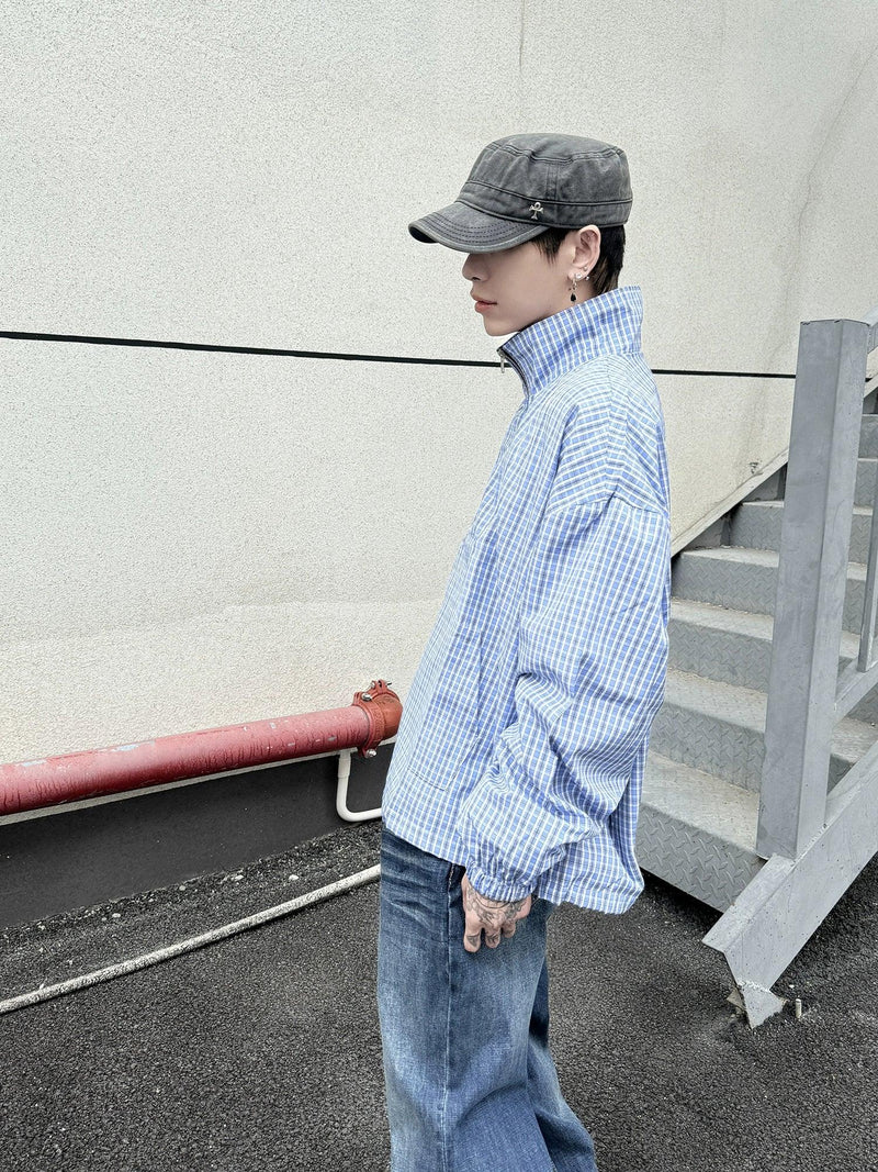 Half-Zipped Plaid Shirt