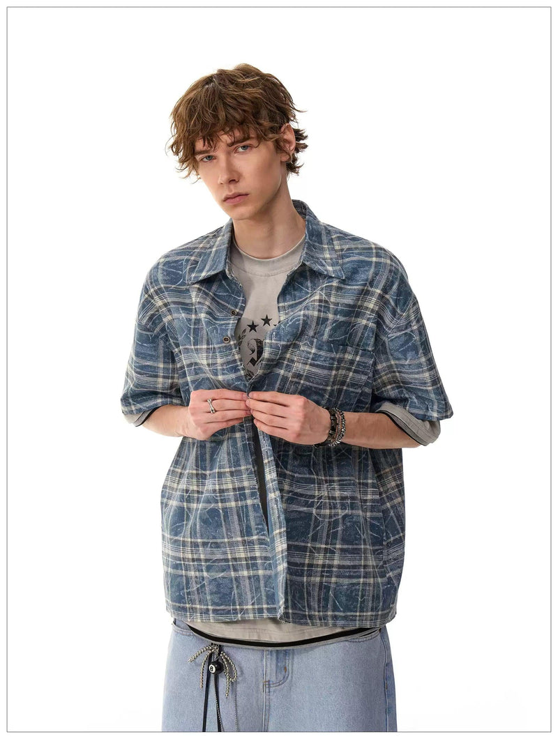 Abstract Lines Checkered Shirt