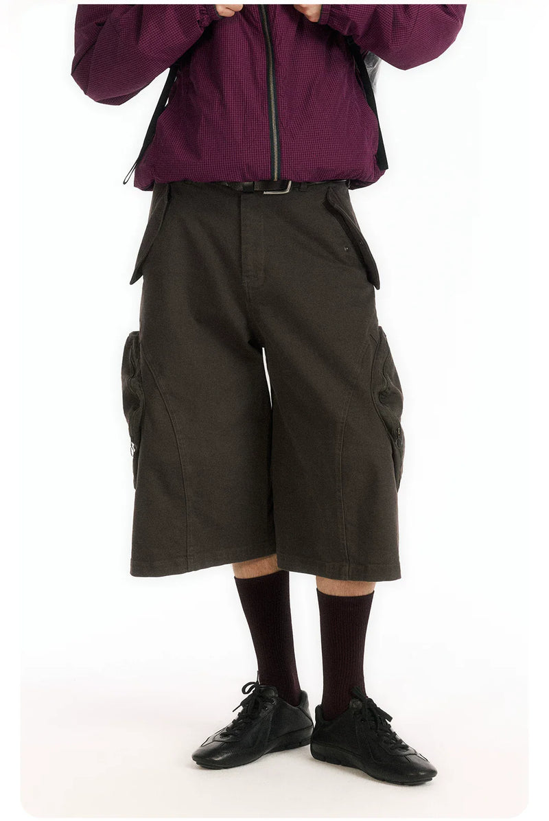 Adjustable Length Embossed Pocket Shorts
