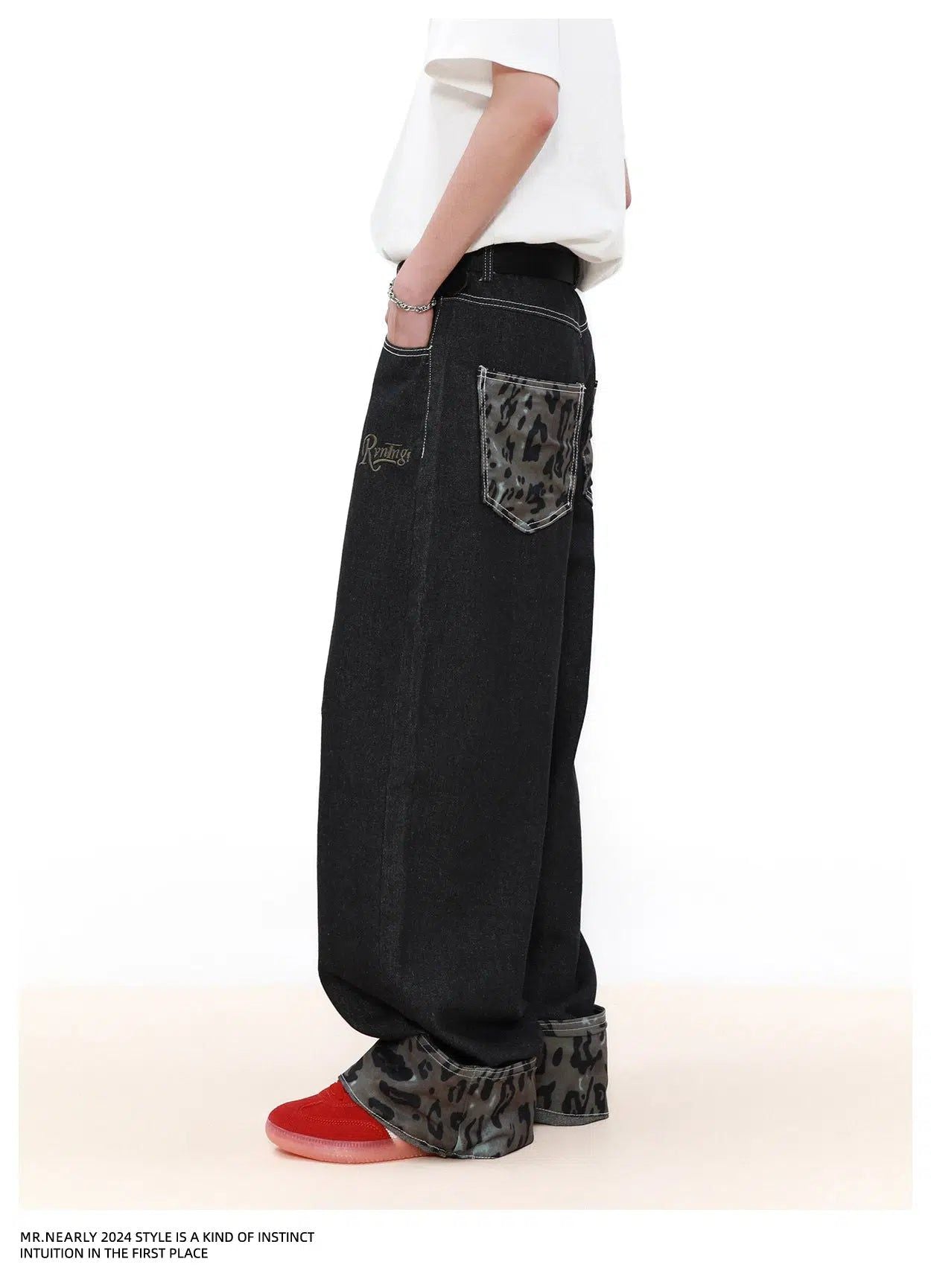 Folded Camo Detail Jeans
