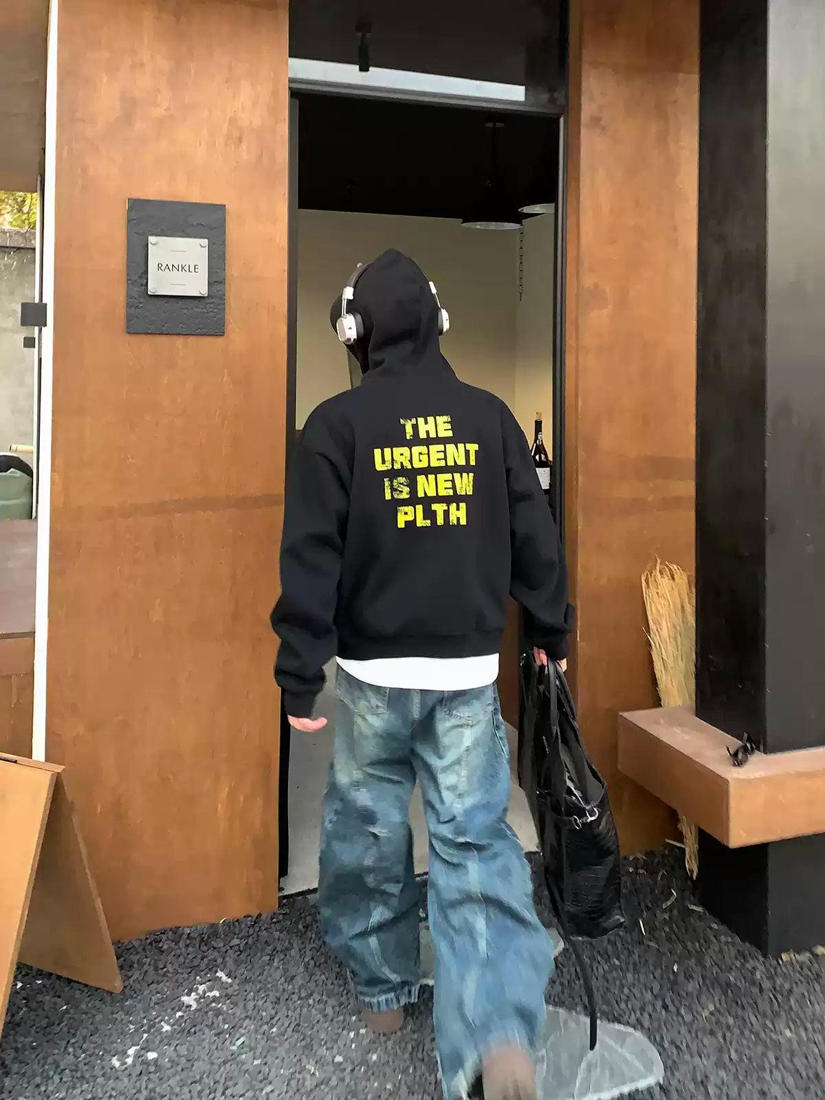 Printed Text Casual Hoodie
