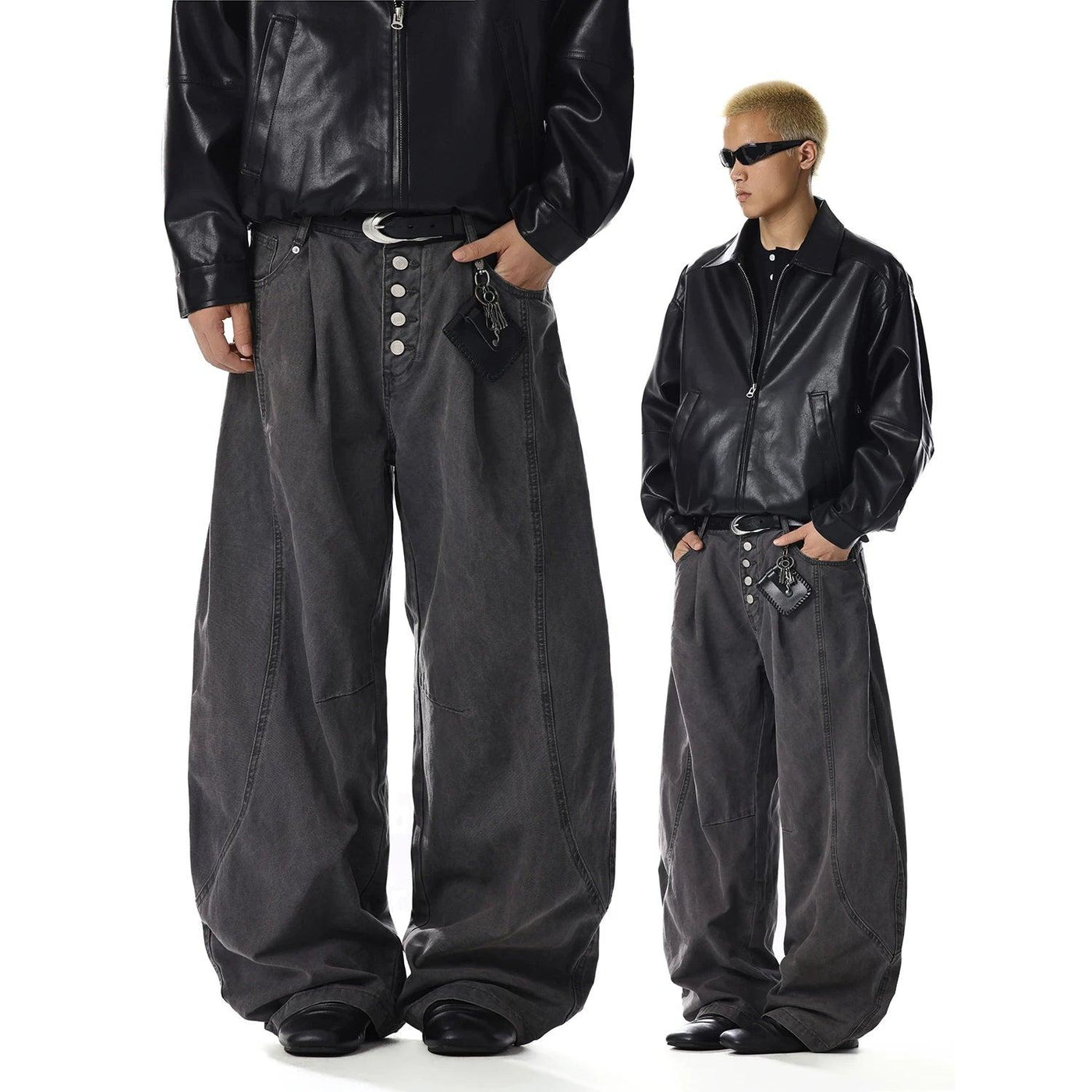 Washed Pleated Curved Pants