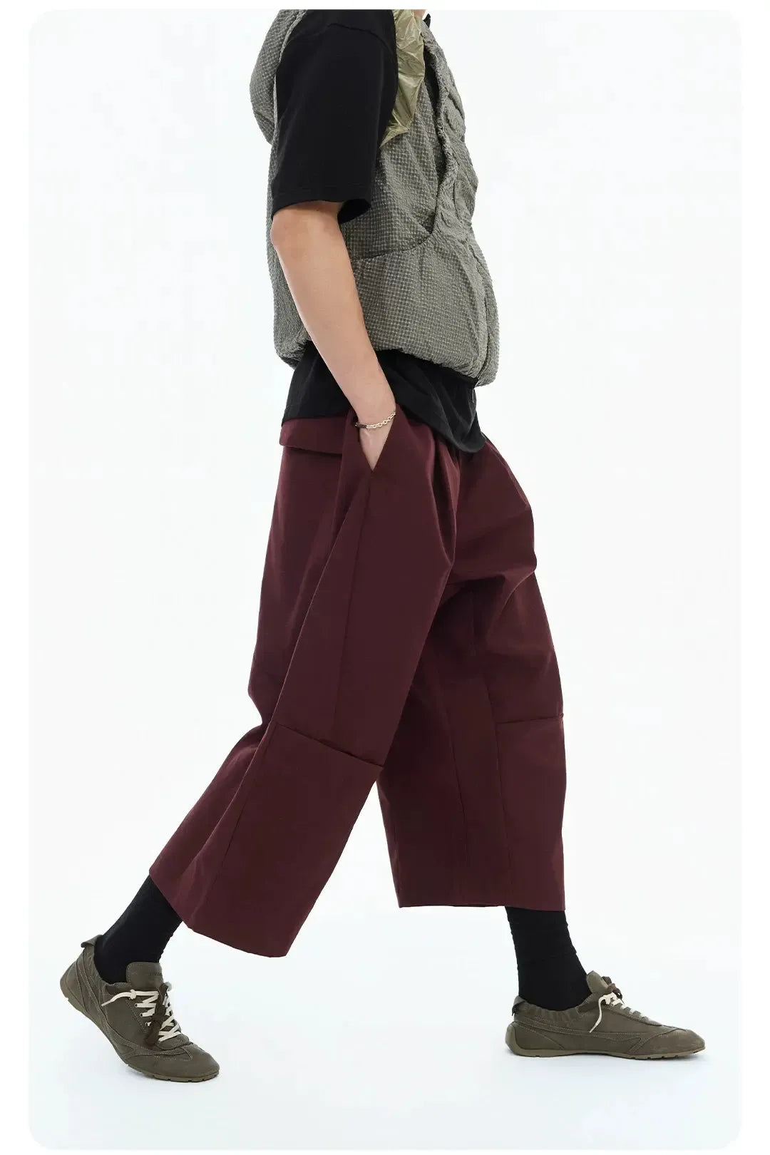 Spliced Detail Wide Leg Shorts