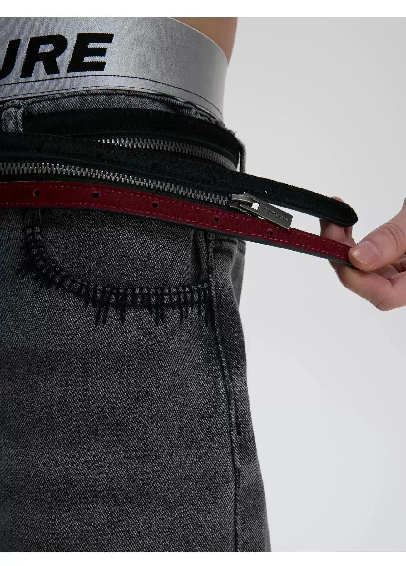 Contrast Color Zipped Belt