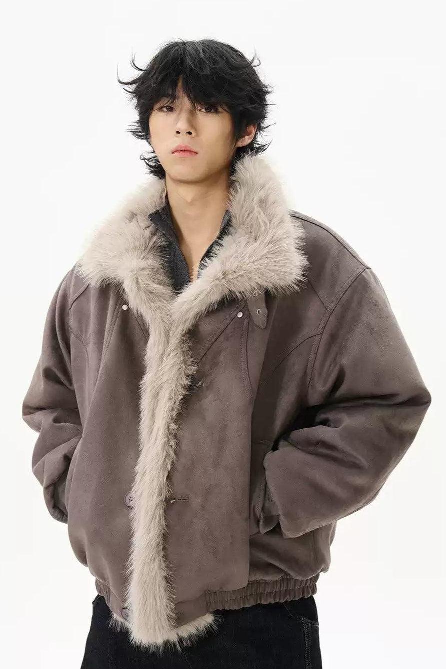 Faux Fur Line Ruched Hem Jacket