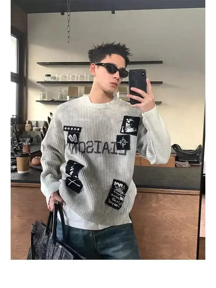 Stitched Patched Sweater