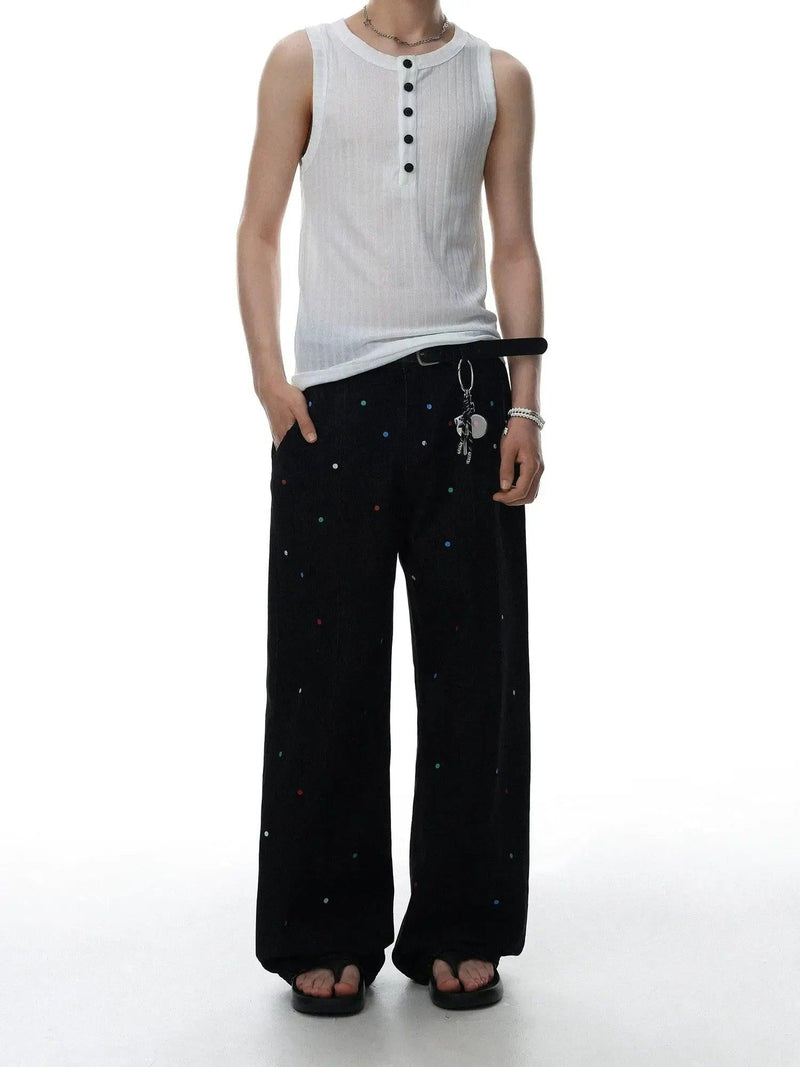 Splatter Polka Dot Wide Jeans