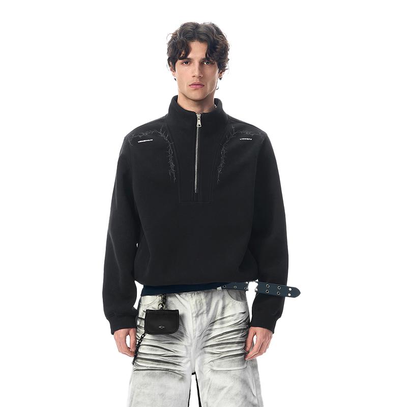 Thorn Graphic Print Half-Zip