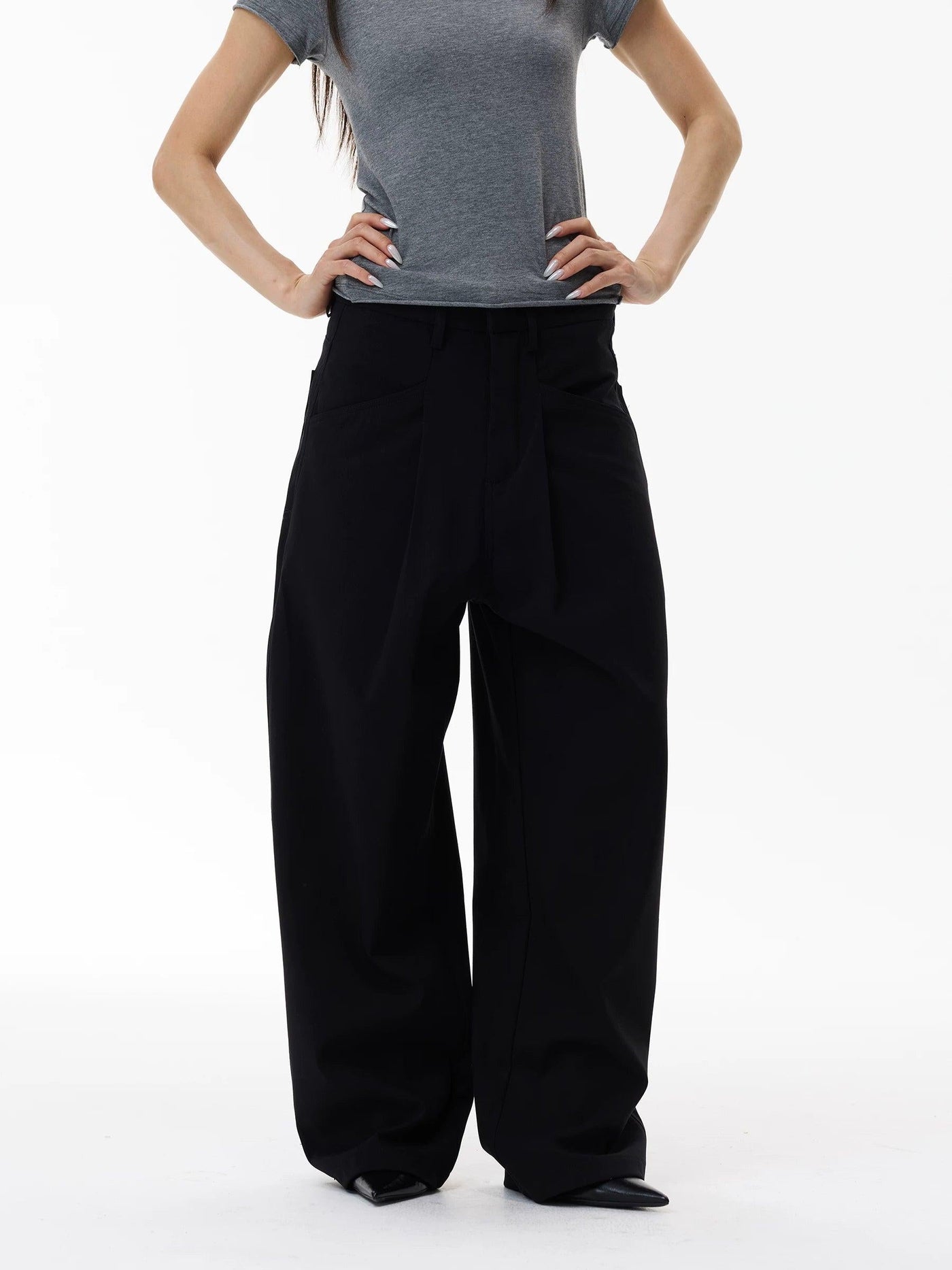 Structured Wool Blend Trousers