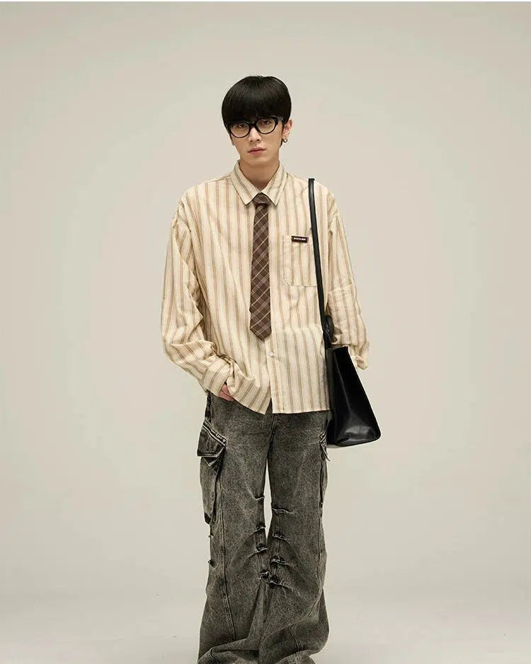 Vintage Stripes Short & Long Sleeves Shirt Set