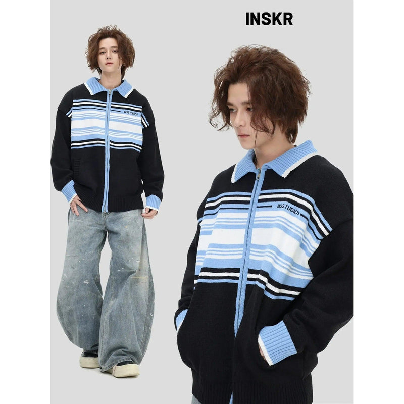 Striped Colors Zipped Sweater