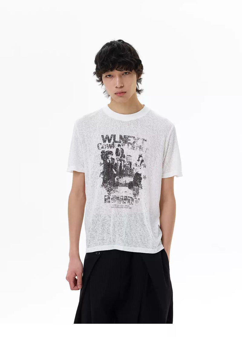 Grunge Print Textured T-Shirt