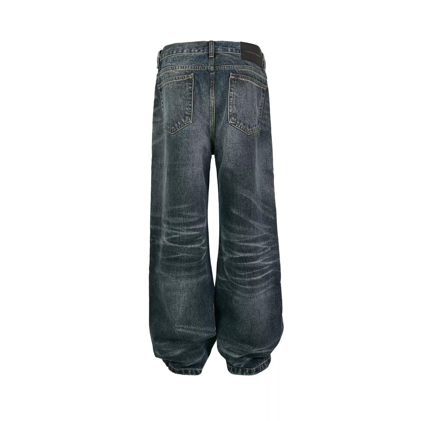 Whiskered Faded Straight Jeans