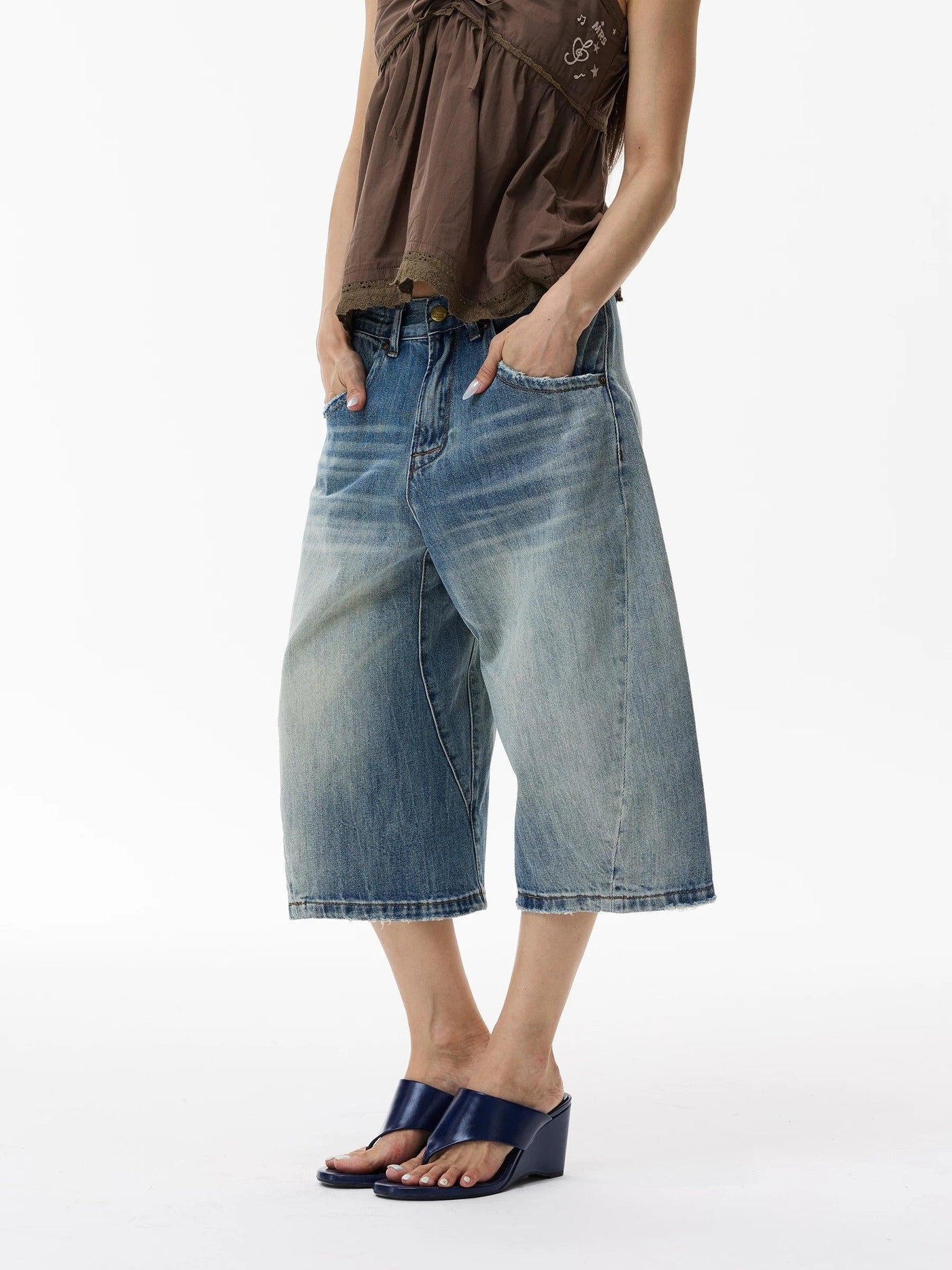 Acid Washed Denim Shorts