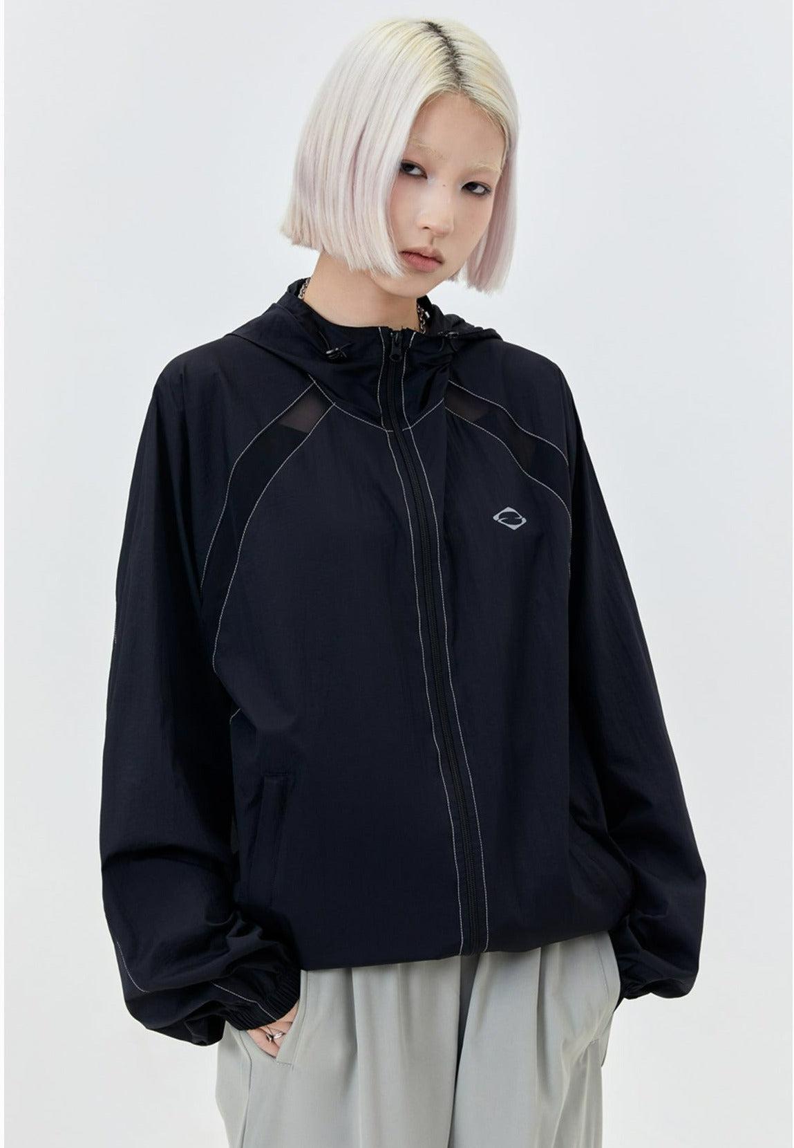 Logo Stitched Detail Hoodie Jacket