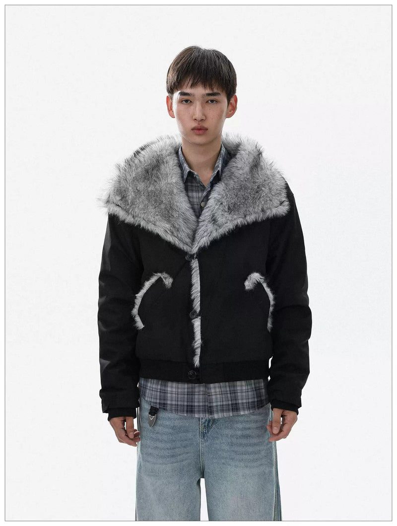 Heavy Faux Fur-Trimmed Jacket