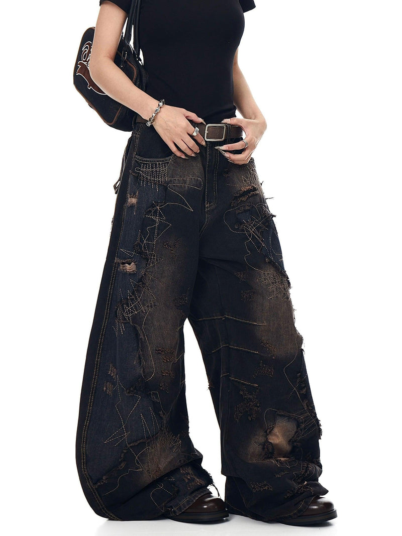 Grunge Multiple Stitches Jeans