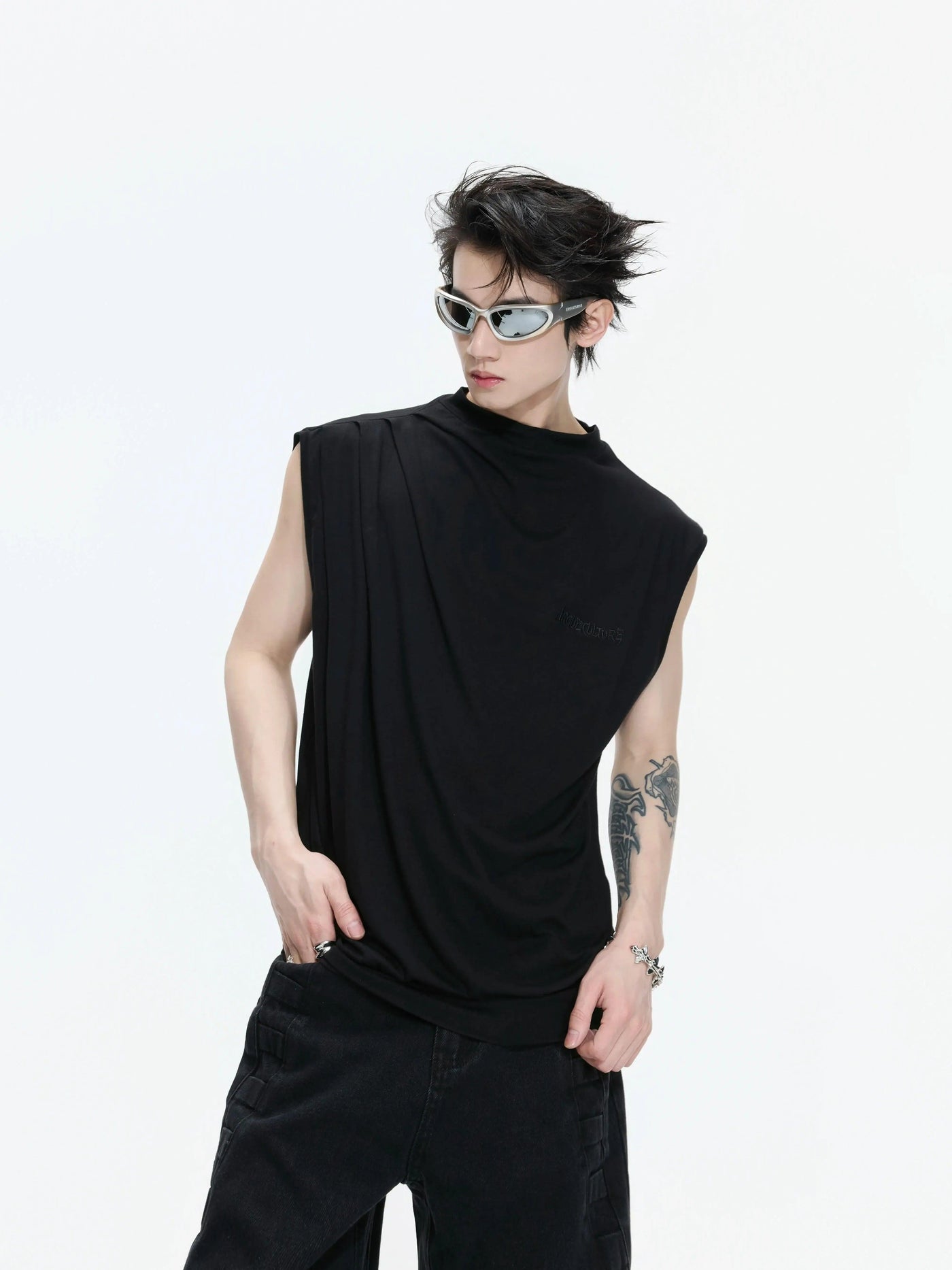 Pleated Stretchy Tank Top