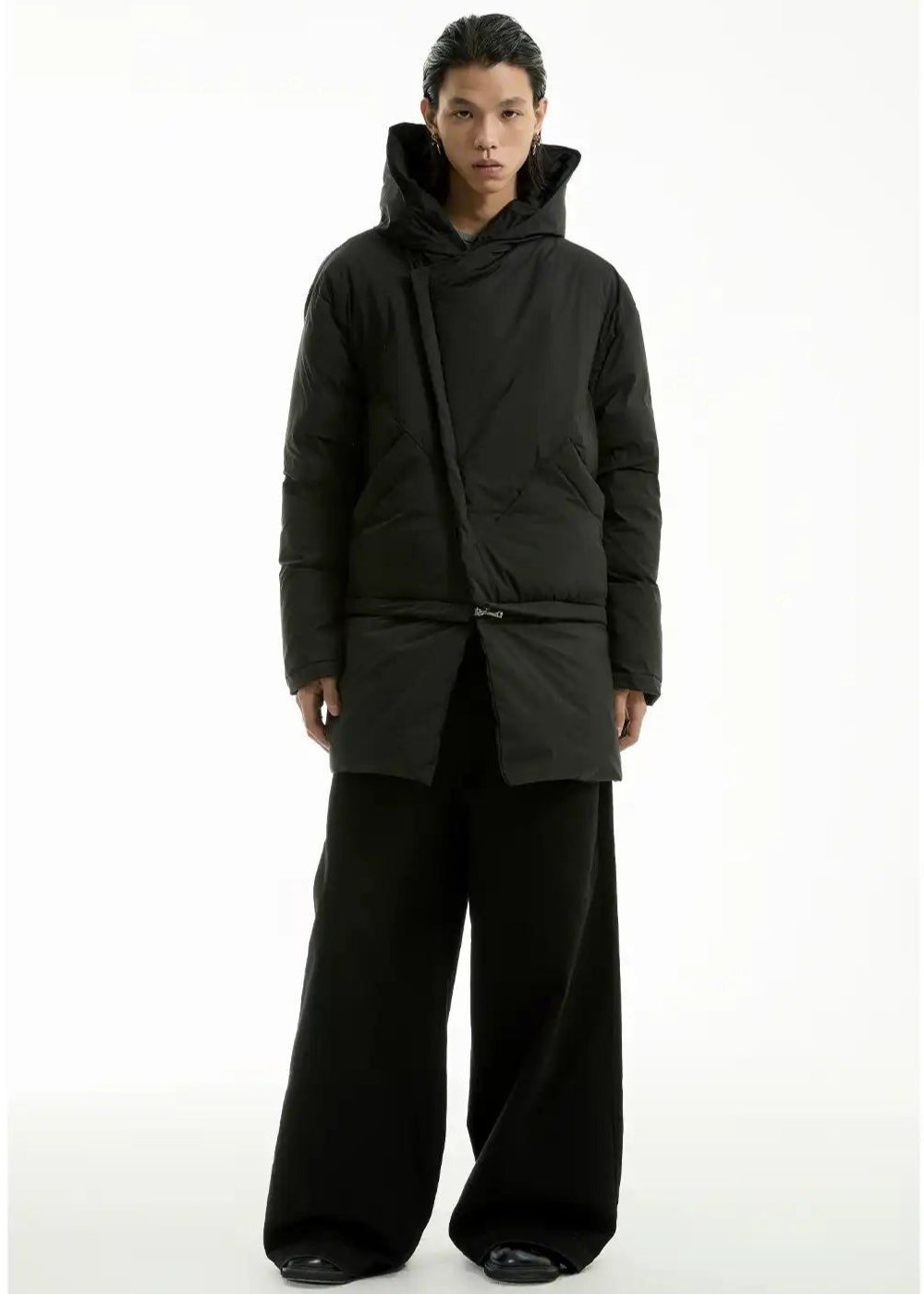 Detachable Hem Side Pockets Down Jacket