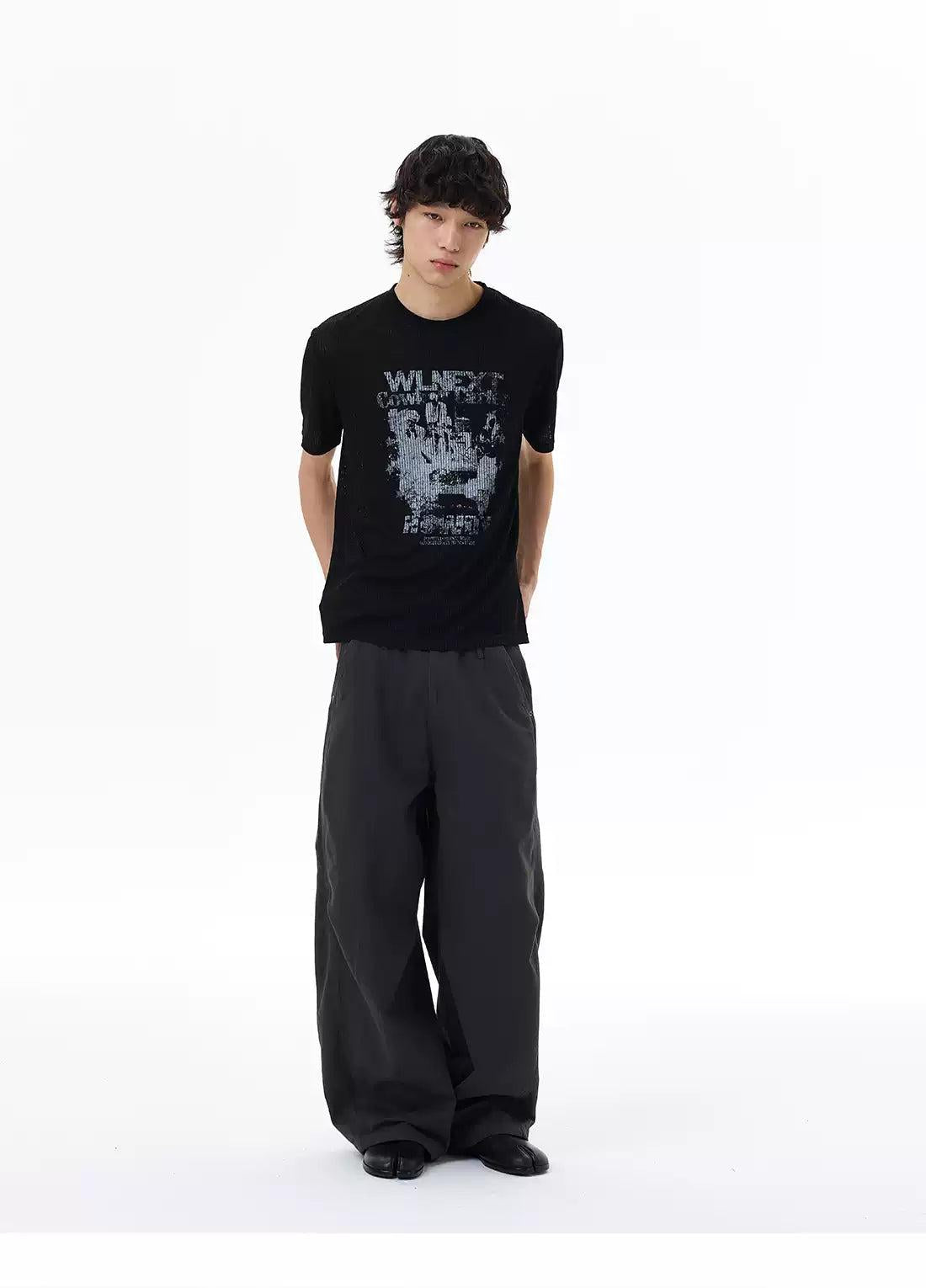 Grunge Print Textured T-Shirt